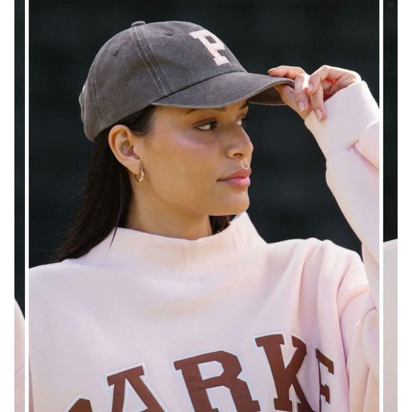 Charcoal Cap with Pink Initial by Parke - Picture 2 of 3